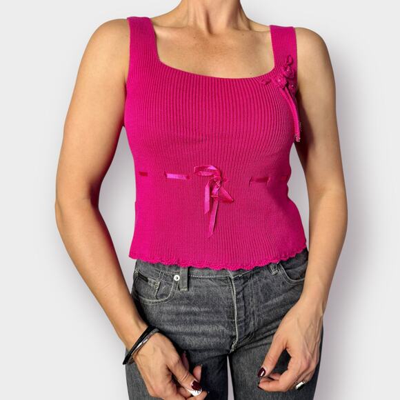 90s Kroshetta Pink Sweater Tank Size S - Picture 2 of 7